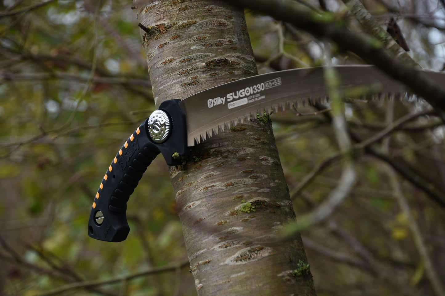 SILKY Baumsäge Sugoi 360 mm | gebogene Zugsäge 6,5 Zähne/30 mm Mirai-Me grob | nachschärfbar | Sichel am Blattende | ergonomischer Gummigriff mit Sicherungshaken | Profi Baumpflege