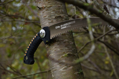 SILKY Baumsäge Sugoi 360 mm | gebogene Zugsäge 6,5 Zähne/30 mm Mirai-Me grob | nachschärfbar | Sichel am Blattende | ergonomischer Gummigriff mit Sicherungshaken | Profi Baumpflege
