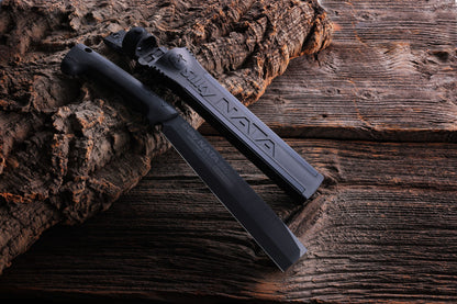 Silky NATA Outback Edition 240 mm Haumesser – Beil und Messer in einem, doppelseitige SKS-51 Stahlklinge mit Black Oxide Beschichtung, Genki Gummigriff, inkl. Holster für Outdoor, Bushcraft und Garten