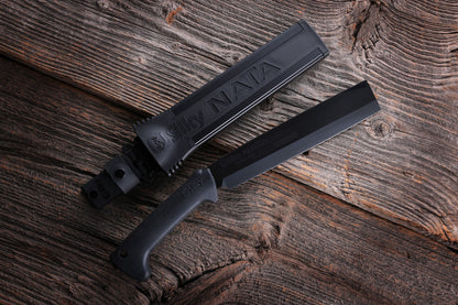 Silky NATA Outback Edition 240 mm Haumesser – Beil und Messer in einem, doppelseitige SKS-51 Stahlklinge mit Black Oxide Beschichtung, Genki Gummigriff, inkl. Holster für Outdoor, Bushcraft und Garten