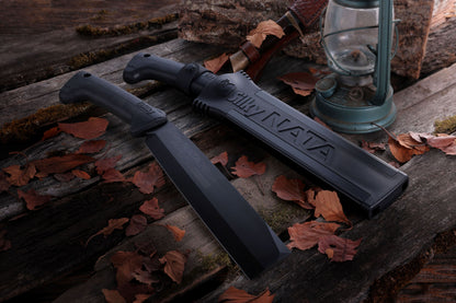 Silky NATA Outback Edition 240 mm Haumesser – Beil und Messer in einem, doppelseitige SKS-51 Stahlklinge mit Black Oxide Beschichtung, Genki Gummigriff, inkl. Holster für Outdoor, Bushcraft und Garten