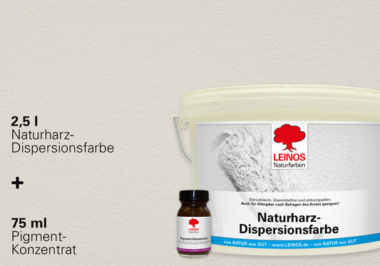 LEINOS Set Wandfarbe - Naturharz-Dispersionsfarbe 660 + Pigment-Konzentrat 668