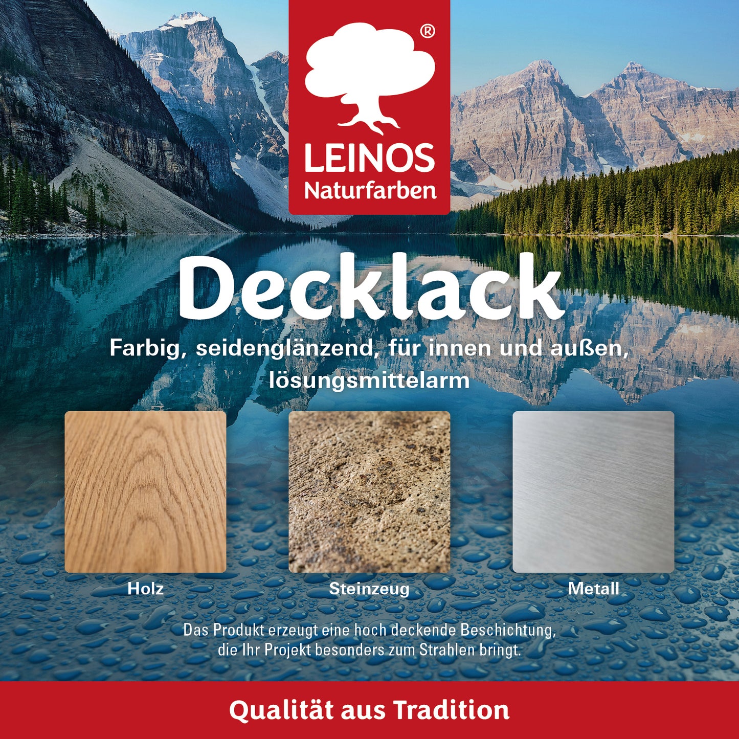 LEINOS Decklack glänzend 840 Blau 750 ml wasserabweisender Holzlack für Innen und Außen hoch deckend wetterbeständig für Holz Metall und Steinzeug mit brillanter Farbwirkung und Holzschutz