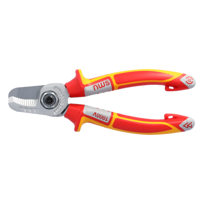 NWS Kabelschneider VDE-160mm | zum Abisolieren und Schneiden von Kupfer- und Alukabel | ratschenförmige Klemmung der Kabel quetschfreies Schneiden