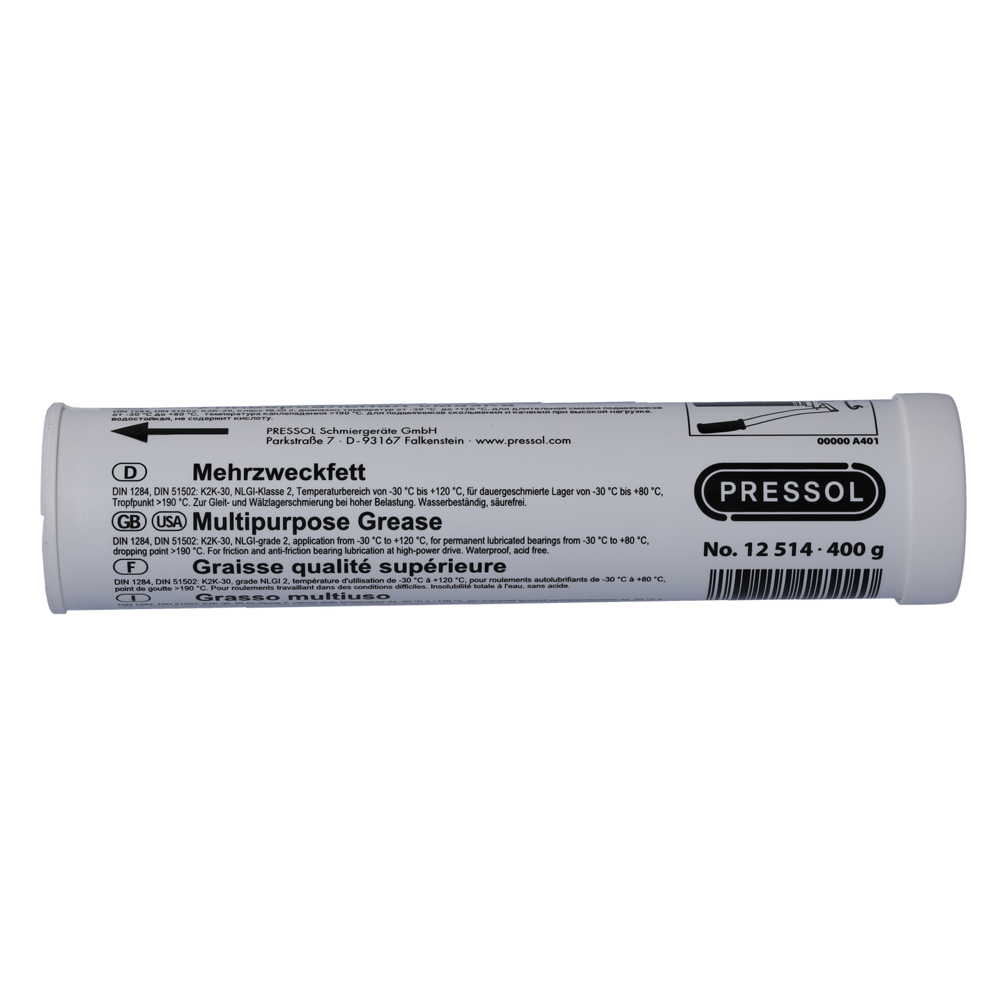 Pressol Fettkartusche-420 ml-mit integriertem Fettfolgekolben-Mehrzweckfett-NLGI 2
