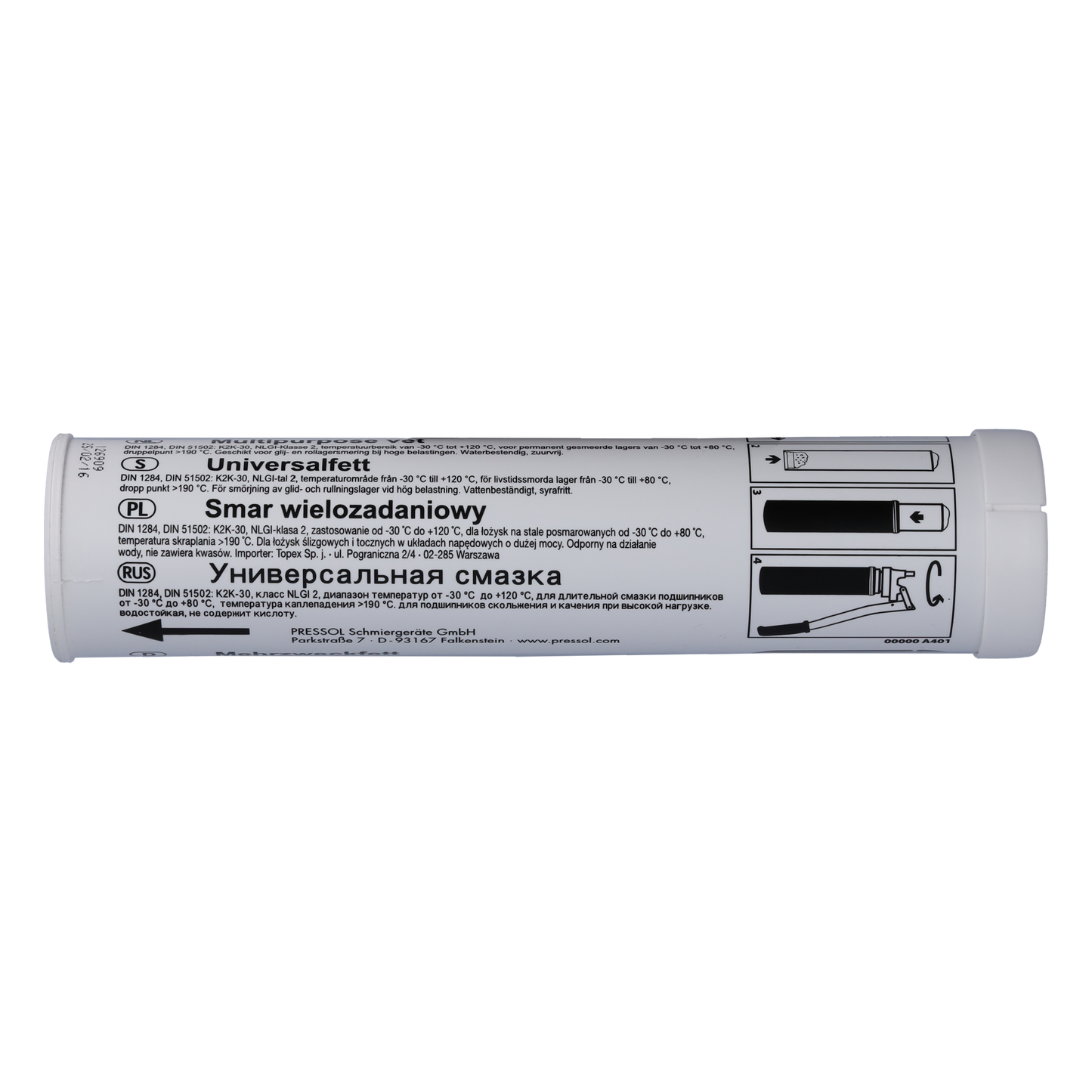 Pressol Fettkartusche-420 ml-mit integriertem Fettfolgekolben-Mehrzweckfett-NLGI 2