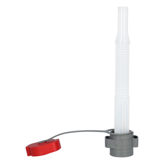 Pressol Flexibles Auslaufrohr 20mm, Verschlusskappe-grau für Wasserkanister Rohr weiss Länge 245mm