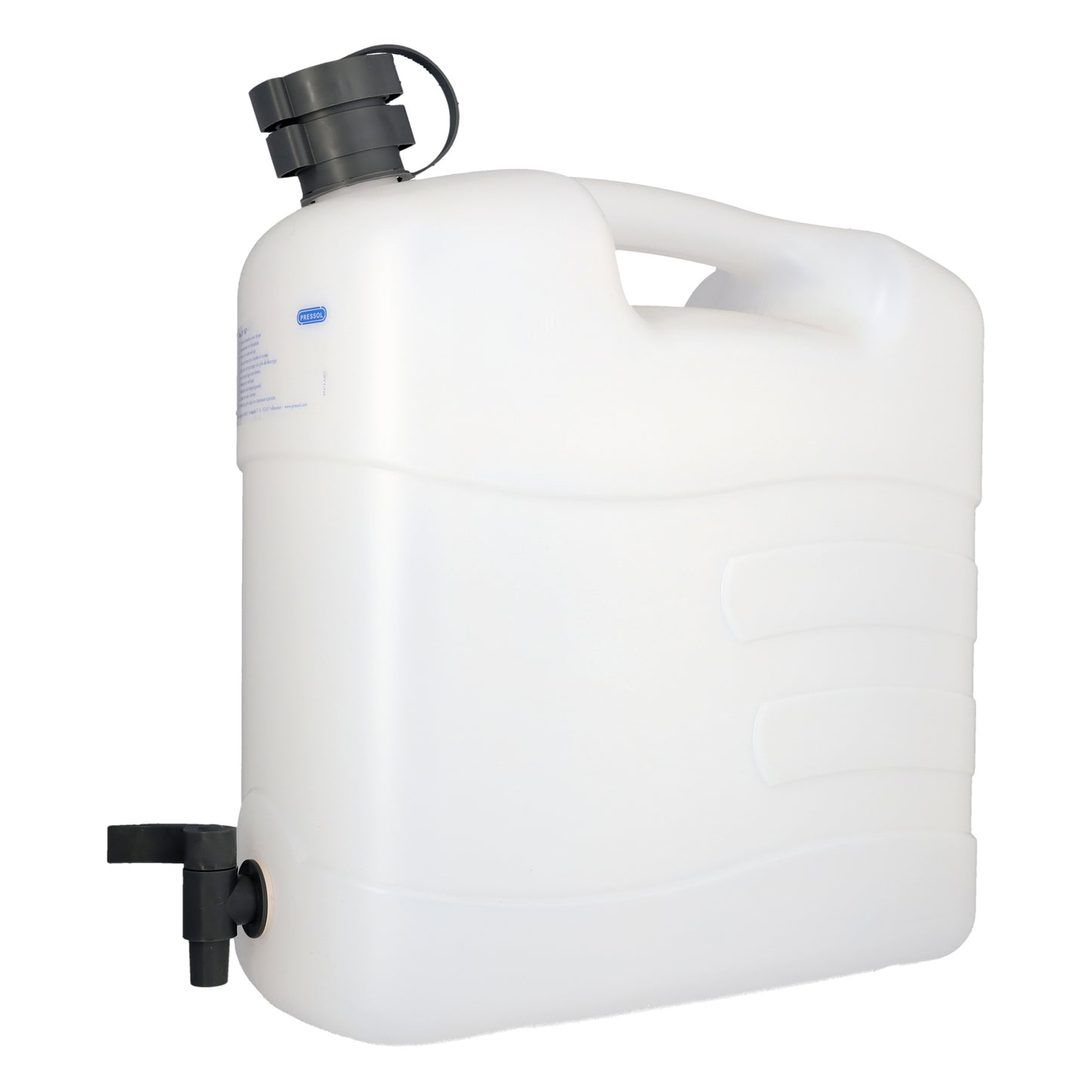 Pressol Wasserkanister-10 Liter aus Polyethylen | Lebensmittelecht | für Trinkwasser und flüssige Lebensmittel | PE-mit Ablasshahn + Auslauf flexibel