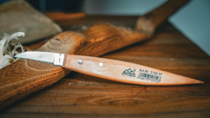 STUBAI Kerbschnitzmesser Satz 8-tlg. | mit vorgeschliffenen Messern (gerade, schräg, gebogen, zweischneidig) | Holzgriffe, Rolltasche | Profi Schnitzwerkzeug für Figuren, Reliefs & feine Holzarbeiten