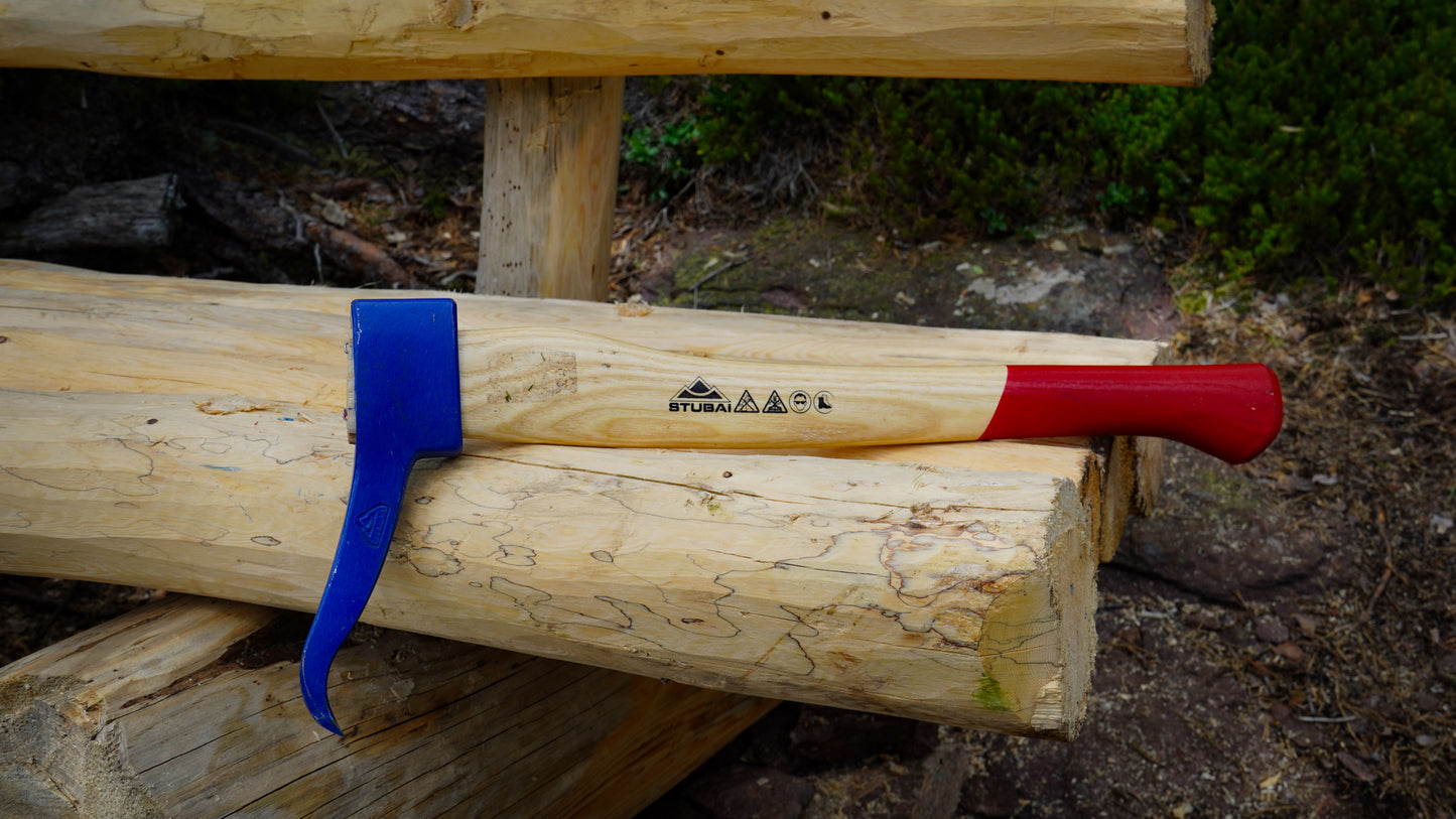 STUBAI HANDSAPPEL mit Eschenholzstiel 450 mm – 650 g Kopfgewicht, gesenkgeschmiedet – zum Aufnehmen, Ziehen und Transportieren von Holzstücken und Baumstämmen – robustes Forstwerkzeug