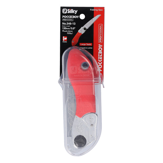 Silky Pocketboy 130 mm Klappsäge rot/grob – 8 Zähne/Zoll, sehr grobe Verzahnung – für nasses & trockenes Holz – Pull Cut Zugsäge – kompakt, leicht & extrem scharf – Astsäge für Garten & Outdoor