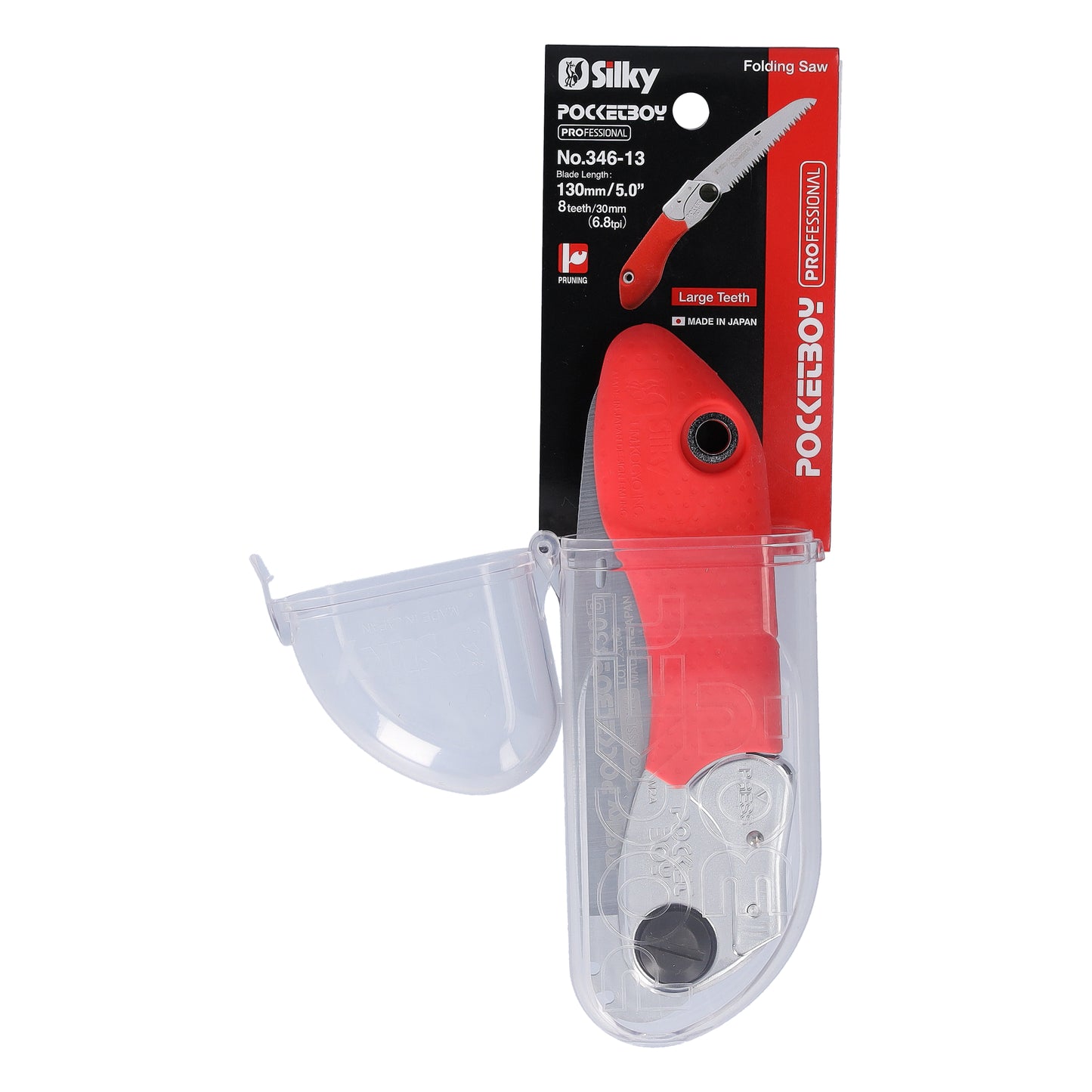 Silky Pocketboy 130 mm Klappsäge rot/grob – 8 Zähne/Zoll, sehr grobe Verzahnung – für nasses & trockenes Holz – Pull Cut Zugsäge – kompakt, leicht & extrem scharf – Astsäge für Garten & Outdoor