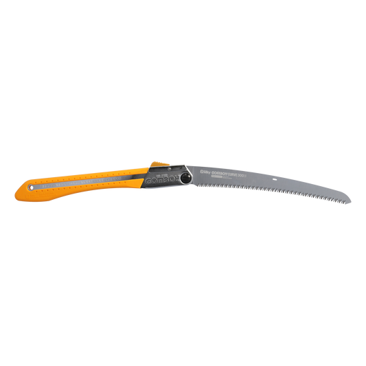 Silky Gomboy Curve Klappsäge – gebogene Klinge 300 mm; grobe 8/30 mm Verzahnung für frisches Holz; Blatt mit gerader Variante austauschbar  Aggressiver Schnitt, ideal für nasses / frisches Holz