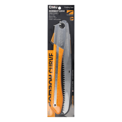 Silky Gomboy Curve Klappsäge – gebogene Klinge 300 mm; grobe 8/30 mm Verzahnung für frisches Holz; Blatt mit gerader Variante austauschbar  Aggressiver Schnitt, ideal für nasses / frisches Holz