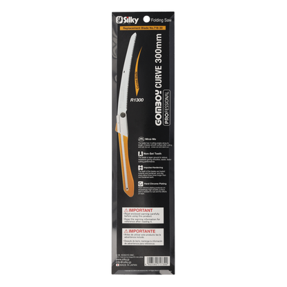 Silky Gomboy Curve Klappsäge – gebogene Klinge 300 mm; grobe 8/30 mm Verzahnung für frisches Holz; Blatt mit gerader Variante austauschbar  Aggressiver Schnitt, ideal für nasses / frisches Holz
