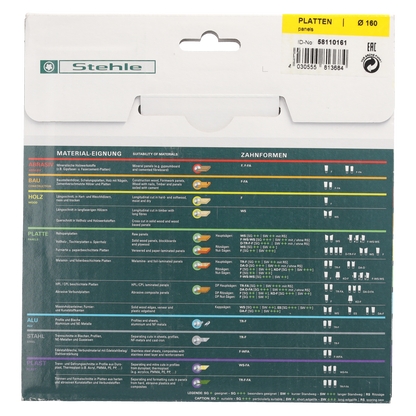 Stehle HW Kreissägeblatt 160x2,2/1,6x20 mm Z48 TR-F TC06 für Formatschnitte in kunststoffbeschichteten Holzwerkstoffen, für Hand-Kreissägen, Tischkreissägen und vertikale Plattenaufteilsägen