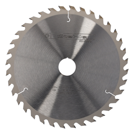 STEHLE Kreissägeblatt 216x2,0/1,4x30mm Z36 F/WS für Massivholz – grober Schnitt · Dünnschnitt für Akku-Handkreissägen · für Hart- und Weichholz
