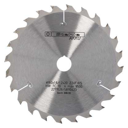 STEHLE Kreissägeblatt 160x1,8/1,2x20mm Z24 F/WS für Massivholz – sehr grober Schnitt · Dünnschnitt für Akku-Handkreissägen · für Hart- und Weichholz