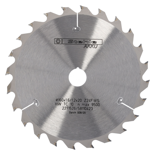 STEHLE Kreissägeblatt 160x1,8/1,2x20mm Z24 F/WS für Massivholz – sehr grober Schnitt · Dünnschnitt für Akku-Handkreissägen · für Hart- und Weichholz