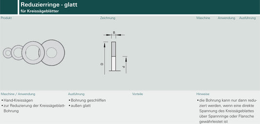 Reduzierring für Kreissägeblätter, glatt, 80x50x2,2mm