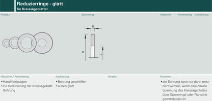 Reduzierring für Kreissägeblätter, glatt, 80x60x2,2mm