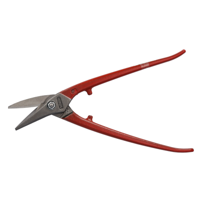 STUBAI KOMBI-BLECHSCHERE 280 mm linksschneidend – Spezialschere für Kurvenschnitte & lange Schnitte, polierter Kopf, Härte 60–62 HRC, Werkzeugstahl, rot kunststoffbeschichtet