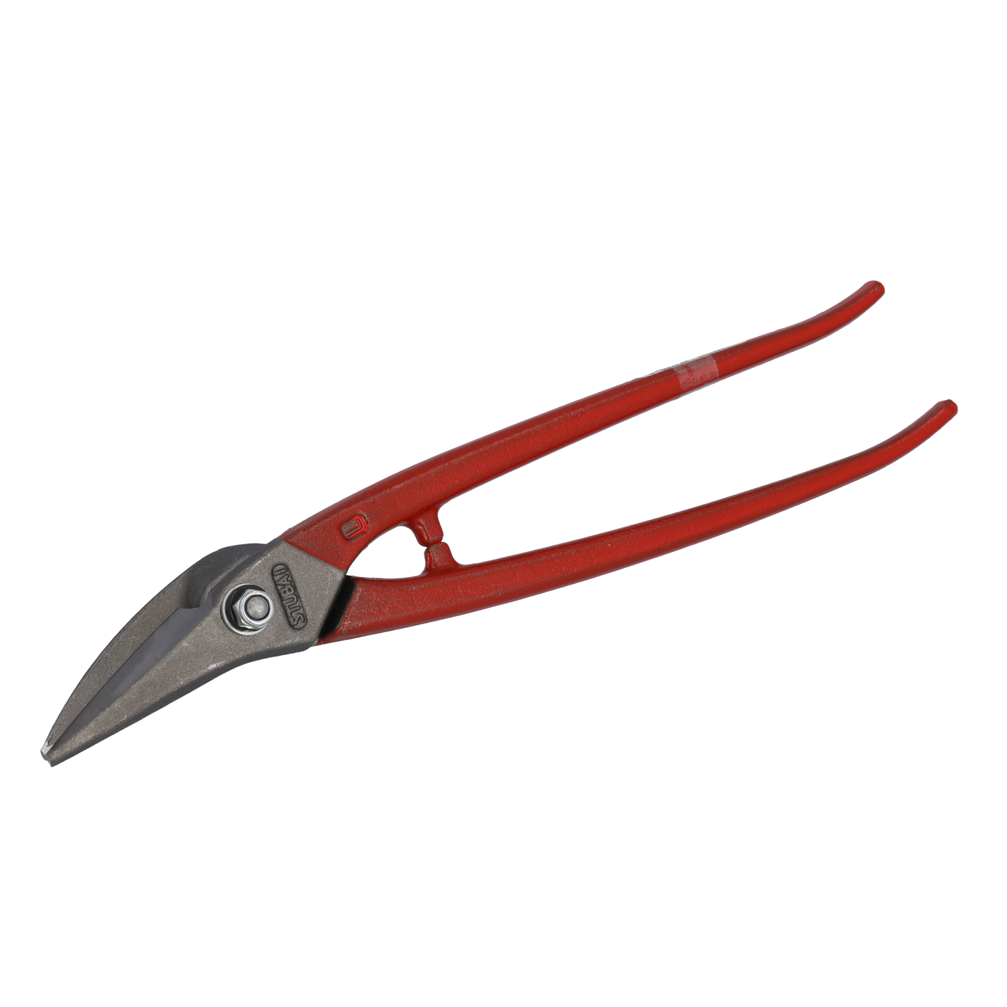STUBAI KOMBI-BLECHSCHERE 280 mm linksschneidend – Spezialschere für Kurvenschnitte & lange Schnitte, polierter Kopf, Härte 60–62 HRC, Werkzeugstahl, rot kunststoffbeschichtet