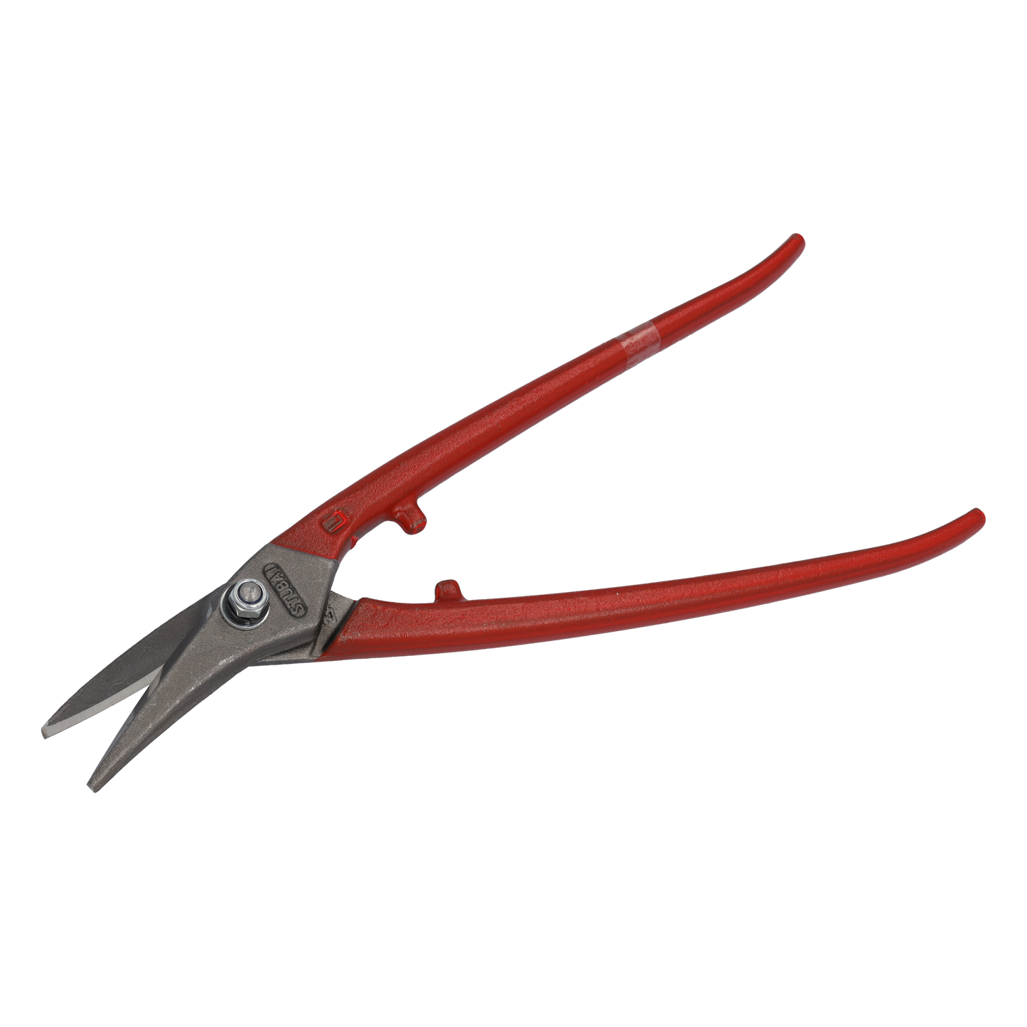STUBAI KOMBI-BLECHSCHERE 280 mm linksschneidend – Spezialschere für Kurvenschnitte & lange Schnitte, polierter Kopf, Härte 60–62 HRC, Werkzeugstahl, rot kunststoffbeschichtet