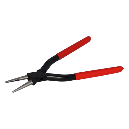 STUBAI Spengler-Rundzange PVC 240 mm durchgesteckt mit Zahnung | geschmiedete Blechzange aus C45 Carbonstahl | 45 mm Spitzen | robuste PVC-Griffe | Made in Austria