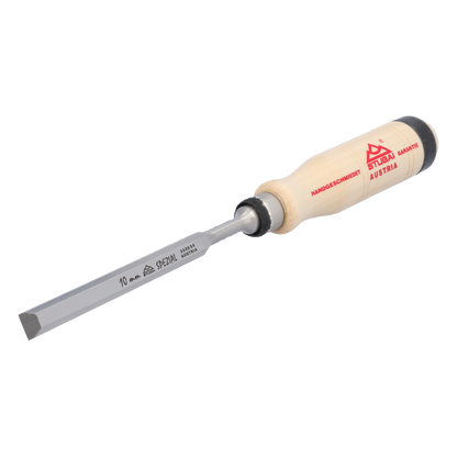 STUBAI Spezial Stechbeitel mit Holzgriff aus Weißbuche, schwedische Form, Ø 10 mm, Stemmeisen zur präzisen Bearbeitung von Holz, Stecheisen für Schreiner Tischler Heimwerker