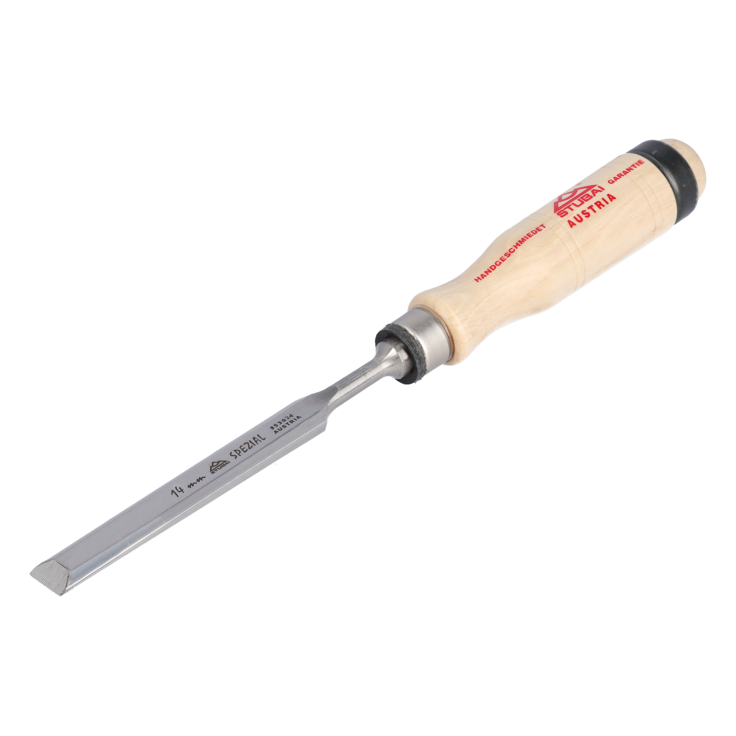 STUBAI Spezial Stechbeitel mit Holzgriff aus Weißbuche, schwedische Form, Ø 14 mm, Stemmeisen zur präzisen Bearbeitung von Holz, Stecheisen für Schreiner Tischler Heimwerker
