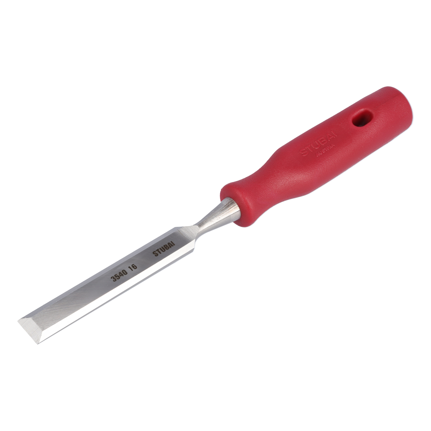 STUBAI 3540 Stemmeisensatz Stechbeitel Set mit rotem Plastikgriff & extra langer Klinge, 4-teilig (12,16,20,24 mm), Stemmeisen zur präzisen Bearbeitung von Holz hochwertiges Werkzeug für Schreiner Tischler Heimwerker