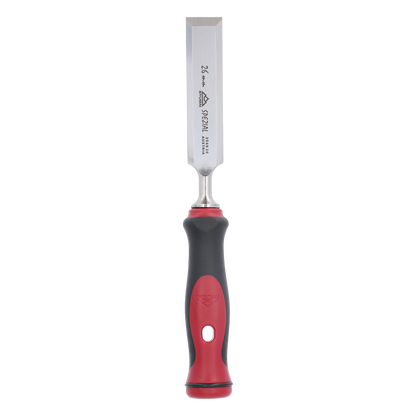 Stemmeisen mit rot-schwarzem 2K-Griff, 26mm, STUBAI Profi Stechbeitel zur präzisen Holzbearbeitung, Stecheisen für Schreiner Tischler