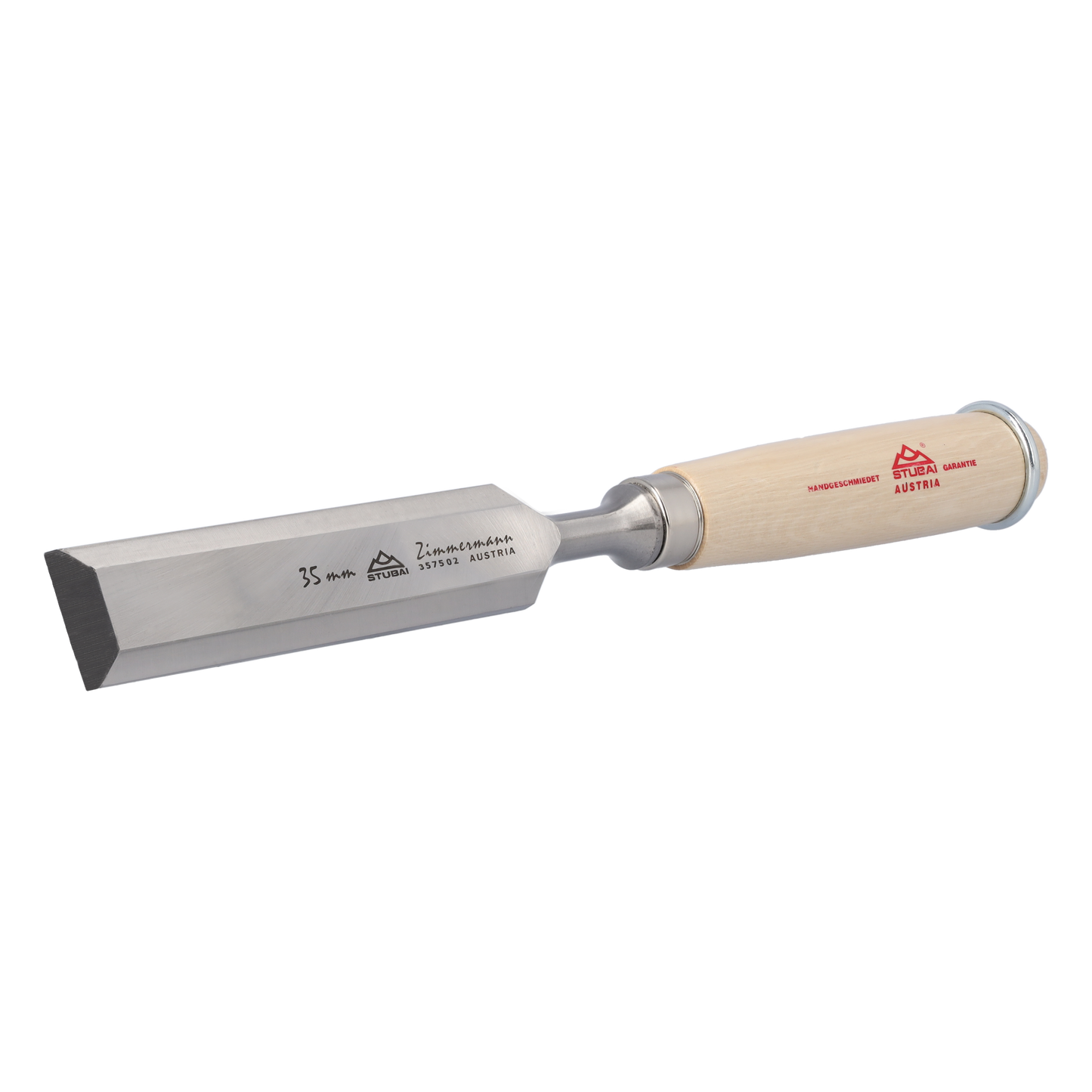 STUBAI Zimmermanns-Stemmeisen Set | 3-teiliges Stechbeitel-Set mit langer Klinge 30/35/40 mm | Ergonomische Weißbuchenholz-Griffe mit Schlagring | Profi Stecheisen für präzise Holzbearbeitung, Schreiner & Tischler