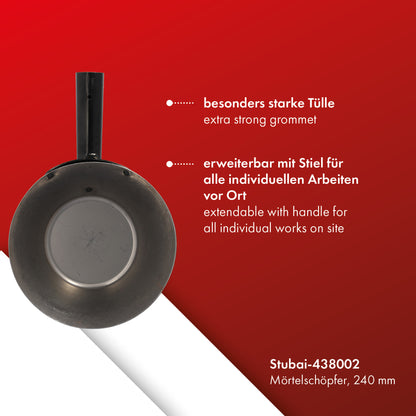 STUBAI Mörtelschöpfer 220 mm | ohne Stiel | Profi Gipserpfanne für Putz- und Spachtelarbeiten, Betonarbeiten und zum Fliesenlegen im Innen- als auch im Außenbereich