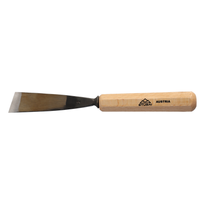 STUBAI Stemmeisen Stechbeitel Serie 52 - Form 2 | Gerades Balleisen, schräg - 25 mm, mit Holzgriff, für glatte Flächen, zum Vorstechen, Kerb- und Reliefschnitzarbeiten, zur Bearbeitung von Holz