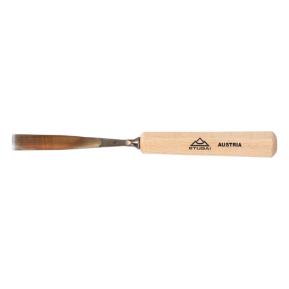 STUBAI Stemmeisen Stechbeitel Serie 52 - Form 4 | Gerades Flacheisen - 12 mm, mit Holzgriff, zum Vorstechen, für Anschlagarbeiten, Schrupparbeiten, Rosetten, zur Bearbeitung von Holz