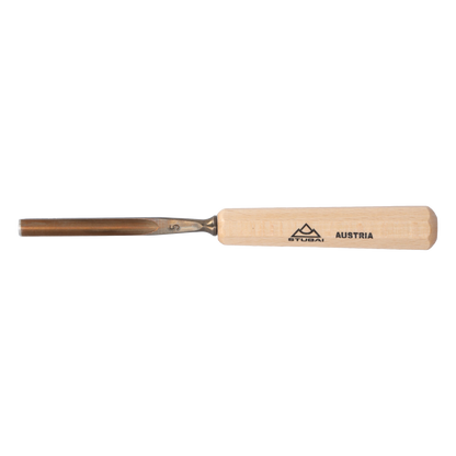 STUBAI Stemmeisen Stechbeitel Serie 52 - Form 5 | Gerades Hohleisen - 8 mm, mit Holzgriff, zum Vorstechen, für Anschlagarbeiten, Schrupparbeiten, Rosetten, zur Bearbeitung von Holz