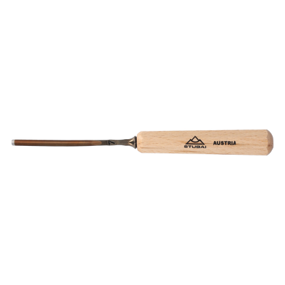 STUBAI Stemmeisen Stechbeitel Serie 52 - Form 7 | Gerades Hohleisen - 4 mm, mit Holzgriff, für Figurenarbeiten, Kerb- und Reliefschnitzarbeiten, zur präzisen Bearbeitung von Holz