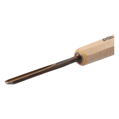 STUBAI Stemmeisen Stechbeitel Serie 52 - Form 9 | Gerades Hohleisen 5 mm, mit Holzgriff, für Figurenarbeiten, Darstellung von welligem Haar und Wasser, zur präzisen Bearbeitung von Holz