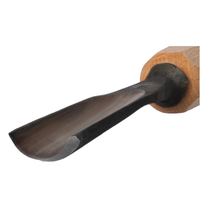 STUBAI Stemmeisen Stechbeitel Serie 52 - Form 9 | Gerades Hohleisen 20 mm, mit Holzgriff, für Figurenarbeiten, Darstellung von welligem Haar und Wasser, zur präzisen Bearbeitung von Holz