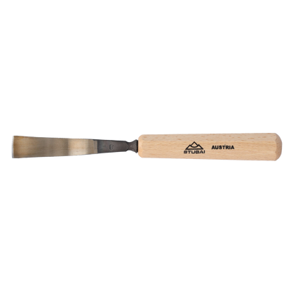 STUBAI Stemmeisen Stechbeitel Serie 52 - Form 12 | Gebogenes Flacheisen 18 mm, mit Holzgriff, zum Vorstechen, für Anschlagarbeiten, Schrupparbeiten, Rosetten, zur Bearbeitung von Holz