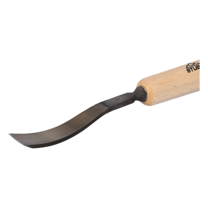 STUBAI Stemmeisen Stechbeitel Serie 52 - Form 12 | Gebogenes Flacheisen 18 mm, mit Holzgriff, zum Vorstechen, für Anschlagarbeiten, Schrupparbeiten, Rosetten, zur Bearbeitung von Holz