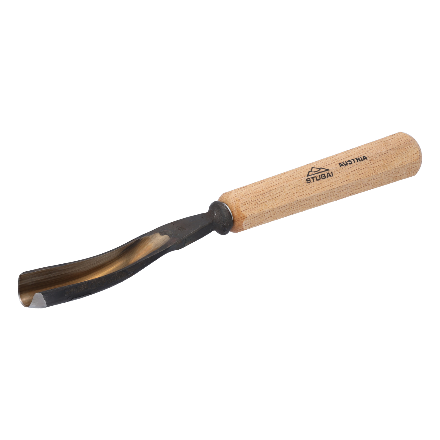 STUBAI Stemmeisen Stechbeitel Serie 52 - Form 20 | Gebogenes Hohleisen 16 mm, mit Holzgriff, für Figurenarbeiten, Profilleisten, Darstellung von welligem Haar und Wasser, zur Bearbeitung von Holz