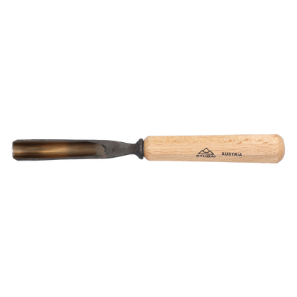 STUBAI Stemmeisen Stechbeitel Serie 52 - Form 20 | Gebogenes Hohleisen 16 mm, mit Holzgriff, für Figurenarbeiten, Profilleisten, Darstellung von welligem Haar und Wasser, zur Bearbeitung von Holz