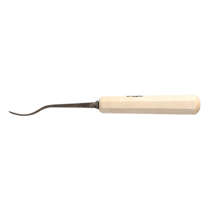 STUBAI Stemmeisen Stechbeitel Serie 52 - Form 22 | Gekröpftes, linksschräges Balleisen 4 mm, mit Holzgriff, für glatte Flächen, zum Vorstechen, Kerb- & Reliefschnitzarbeiten, Holzbearbeitung