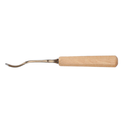 STUBAI Stemmeisen Stechbeitel Serie 52 - Form 30 | Gekröpftes Hohleisen 2 mm, mit Holzgriff, für Figurenarbeiten, Darstellung von welligem Haar und Wasser, zur präzisen Bearbeitung von Holz