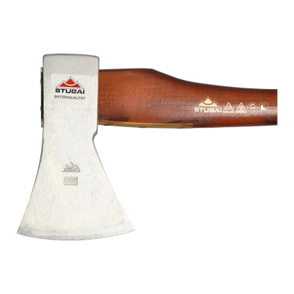 STUBAI Astbeil 1200 g Kopfgewicht, Nirolook-Kopf, Messing-Stielschutz, Eschenstiel dunkelbraun hochglanzlackiert, 700 mm Länge, inkl. schwarzem Schneidenschutz (Art.-Nr. 671604NRM)