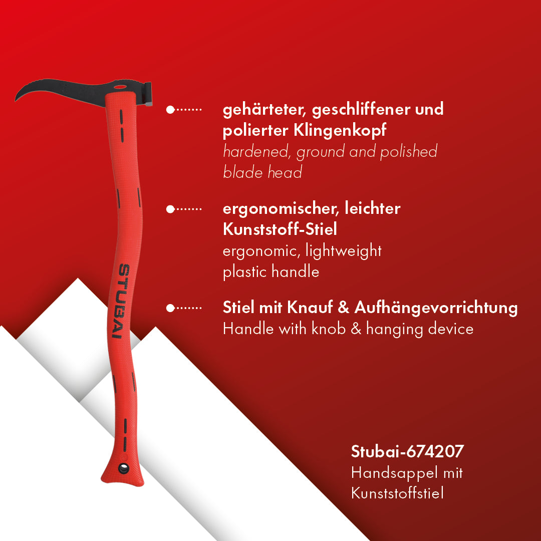 STUBAI HANDSAPPEL mit Schlagkopf und Kunststoffstiel 600 mm – Sappel zum Aufnehmen, Ziehen und Transportieren von kleineren Holzstücken und Baumstämmen – robustes Forstwerkzeug für Holzarbeiten