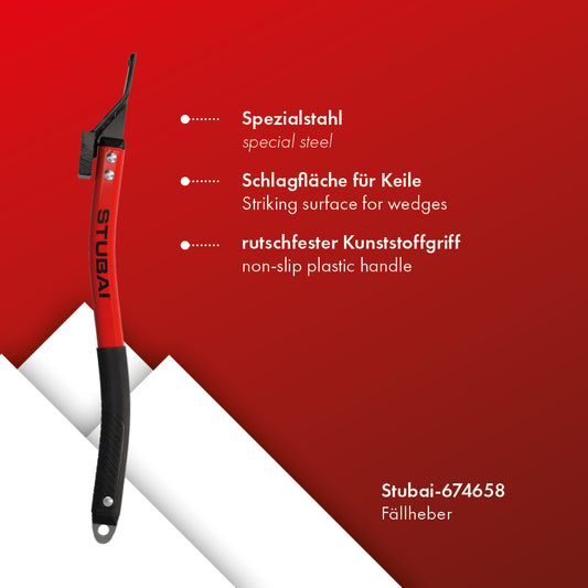 STUBAI Fällheber zur Baumpflege 570 mm mit Schlagfläche, Aluminium-Stiel | Große Schlagfläche, geringes Gewicht, Profi-Forstwerkzeug für Baumpfleger, Holzfäller & Förster